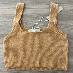 Everlane Cozy-Stretch Cropped Tank Top Camel Brown Wool Loungewear